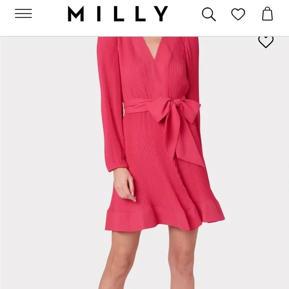 Milly | Dresses | Milly Pink Ruffled Tie Front Aline Dress Like New |  Poshmark